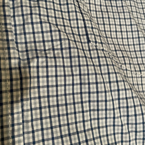 Wrangler Hero Mens 2XL Short Sleeve dress Shirt Cream‎ Blue Striped Cotton soft - Picture 5 of 6